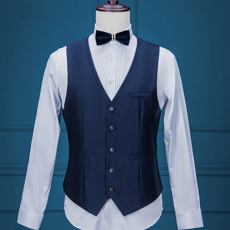 RUELK 2019 New Men's Fashion Solid Wedding Dress Suit Three-piece ( Jacket + Vest + Pants ) Male Formal Business Casual Suits