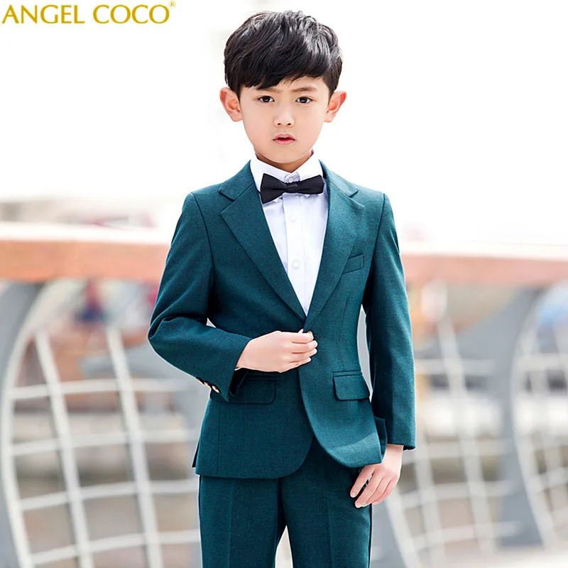 Nimble Boys Suits For Weddings New Arrival Solid Dark Green Boys ...