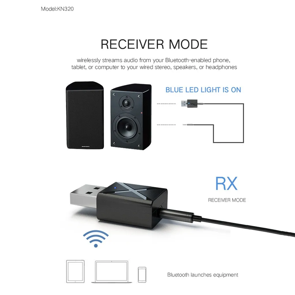 Bluetooth 5,0 аудио приемник передатчик Мини 3,5 мм AUX Стерео Bluetooth передатчик для ТВ ПК беспроводной адаптер для автомобиля