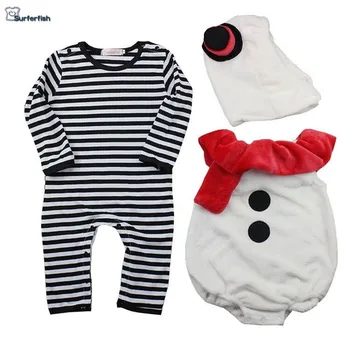 

2019 New Baby Girls Kids 3pc Suit Winter Fleece Keeping Warm Suit Children Cotton Festival Snow Baby Fleece X-mas Suit Christmas