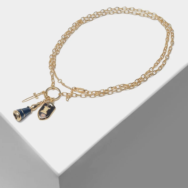 

Amorita boutique Shield sword pendant design necklace