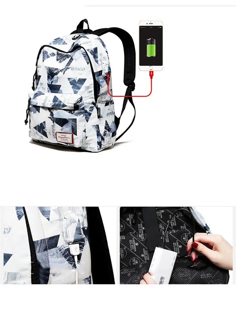 Женский внешний USB рюкзак для девочек 15," рюкзак для ноутбука школьная сумка для ноутбука Водонепроницаемый рюкзак для путешествий для подростков