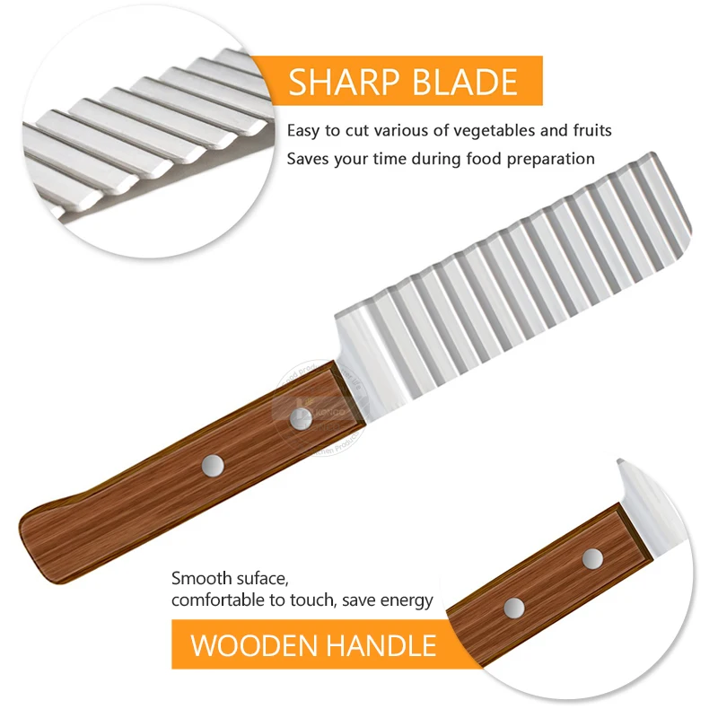 Vegetable Cutter KONCO Wave Potato Cutter Slicer Stainless Steel French fries Cutter Fruit Vegetable Carrot Edged Knife Tools Kitchen Gadget