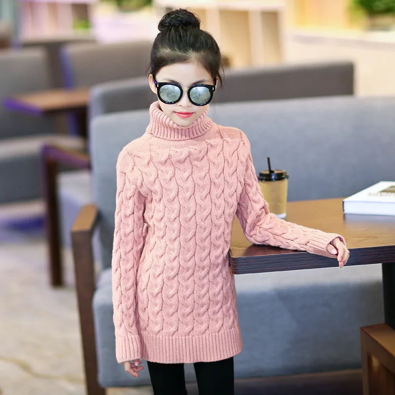 Девушки Водолазка, детские свитера мягкие теплые Sueter Infantil осень-зима Детский свитер пальто