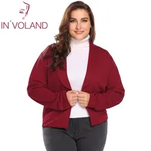 IN'VOLAND Женский блейзер, пальто размера плюс XL-5XL, Осень-зима, шаль с отворотом, длинный рукав, открытая передняя часть, повседневный пиджак, костюм, топы, большой размер
