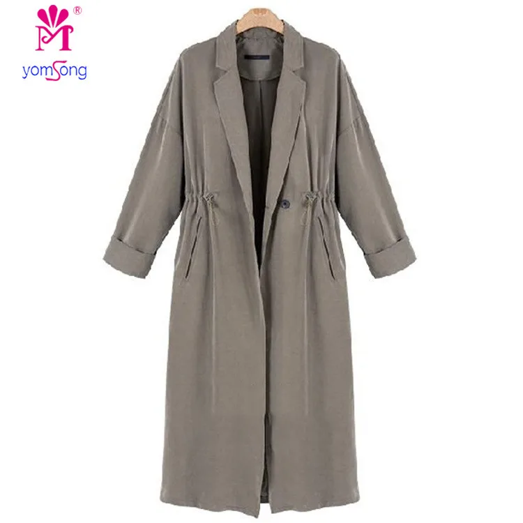 Yomsong Women's Full Length Trench Coat With Long Sleeves 3033in