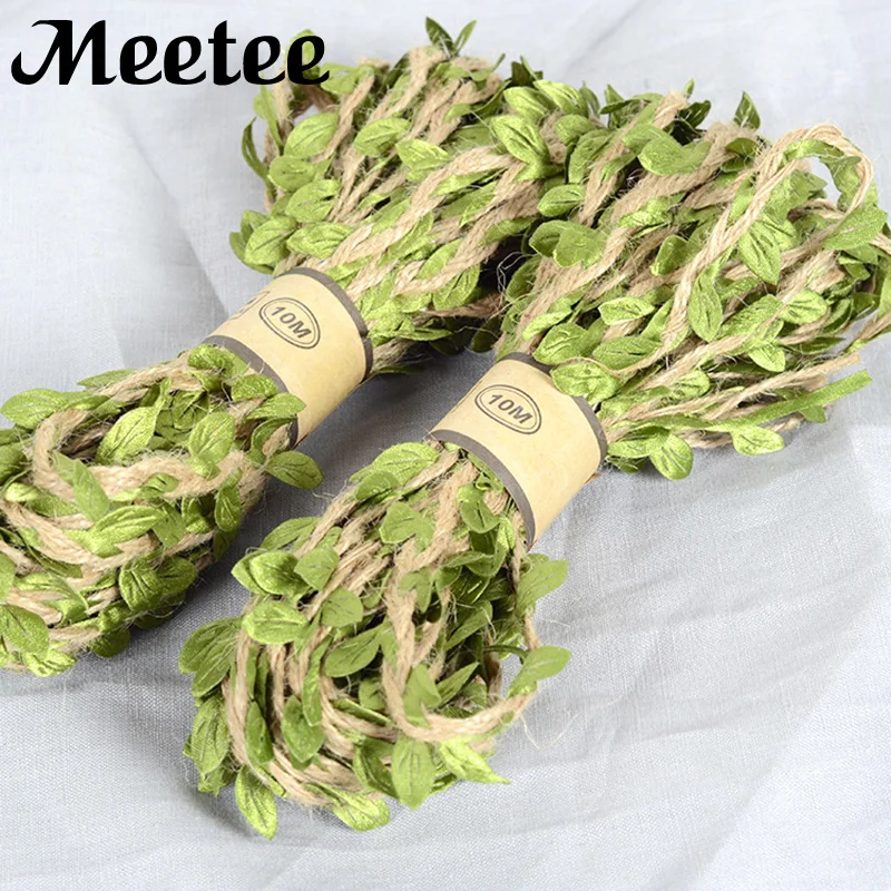 

1Roll/10meters Jute Yarn Flower Leaf Lace Ribbon Wedding Gift Flower Bouquet Packaging Ribbons DIY Crafts Accessories KY2068