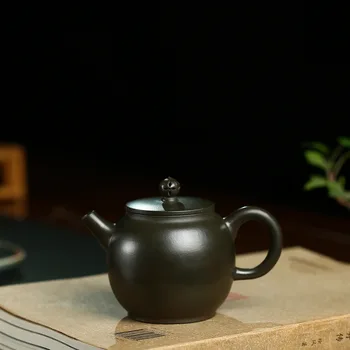 

Enameled Pottery Teapot Famous Raw Ore Azure Mud Flat Cover Lotus Kettle Kung Fu Tea Have Household Infusion Of Tea Kettle