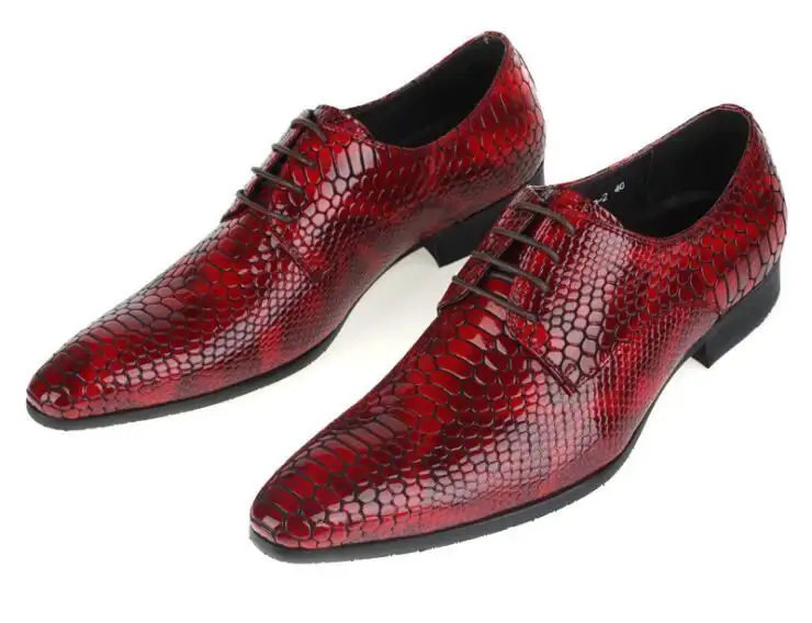 Señaló Toe Negro Zapatos Serpiente De Negro Cuero Partido Python Hombres 37 Errfc Ocio Rojo rojo Patrón Moda Personalidad 44 Diseñador Lujo qOP1v