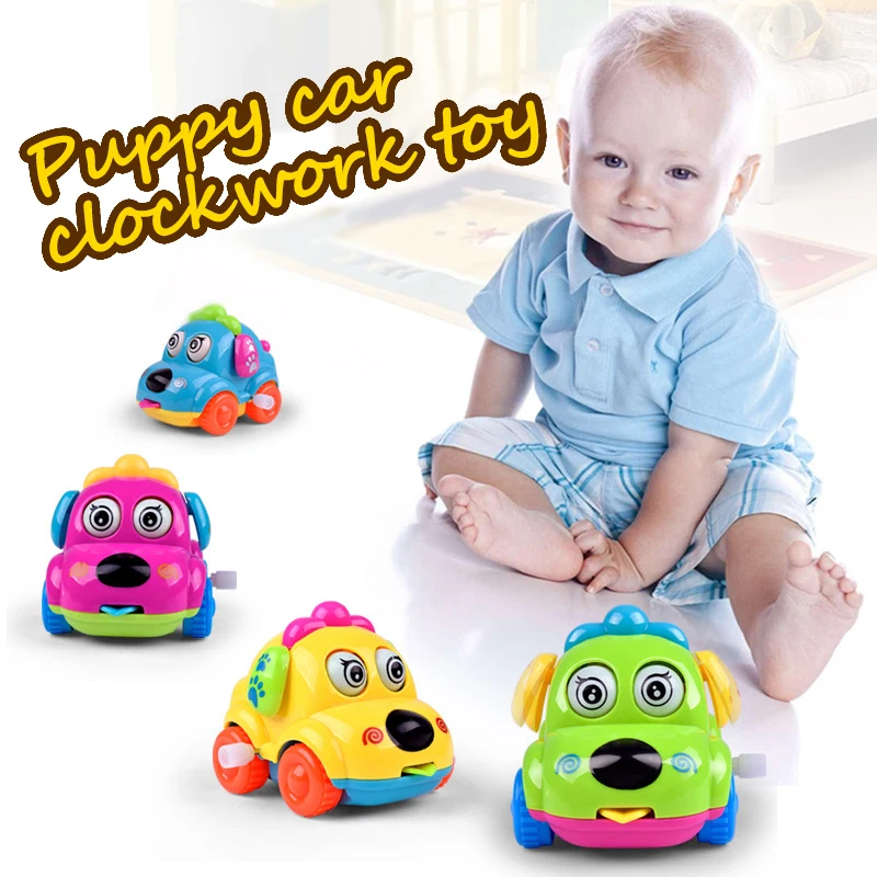 Baby Favorite Gift Cartoon Animal Dog Wind Up Toys Running Car