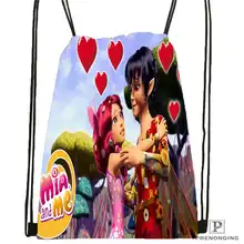 Пользовательские Mia-и-мультфильм Me@ 1-Drawstring сумка-рюкзак для парня девушку милый рюкзак детский Ранец(черный назад) 31x40 см#20180611-03-140