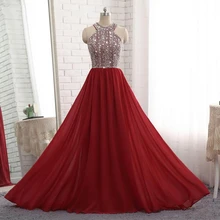 Latest A-Line Jewel Sleeveless Prom Dresses Beaded Sequins Special Occasion Dresses Charming Evening Party Dresses Vestidos
