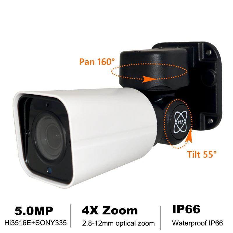 HD 1080P PTZ Outdoor POE Security IP Dome Camera With 4X Optical Zoom IR Night