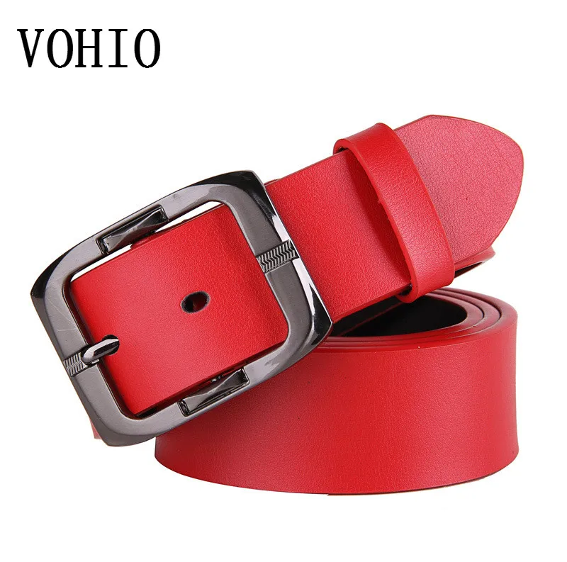 Мужской кожаный ремень VOHIO красный с пряжкой|leather belt|womens leather beltsbelt women |