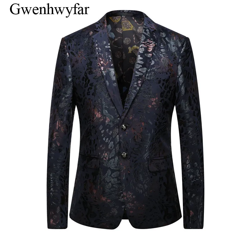 Black Patterns Men Blazer Italian Casual Men Elegant Slim Fit Jackets ...