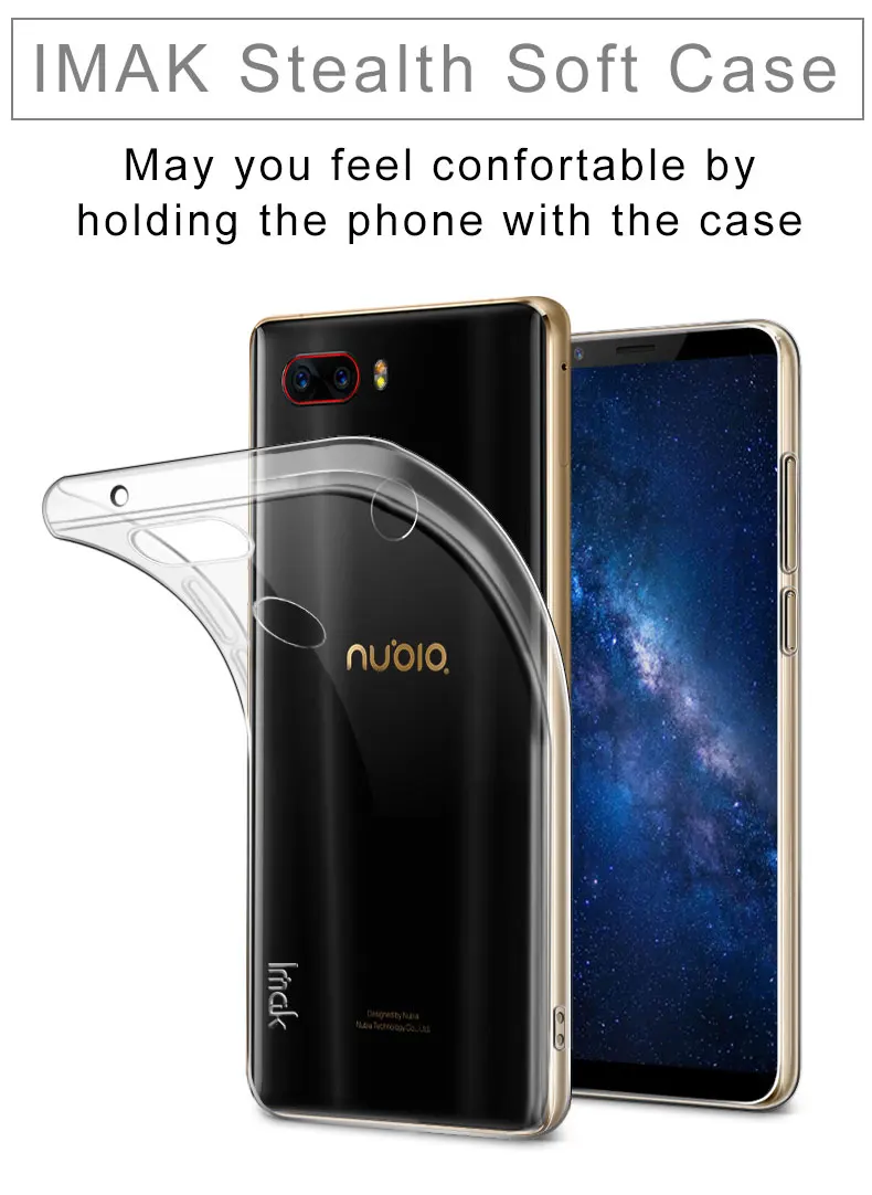 IMAK Супер-тонкий stealth soft ясно ТПУ чехол для телефона ZTE Nubia z17s бампер + Экран