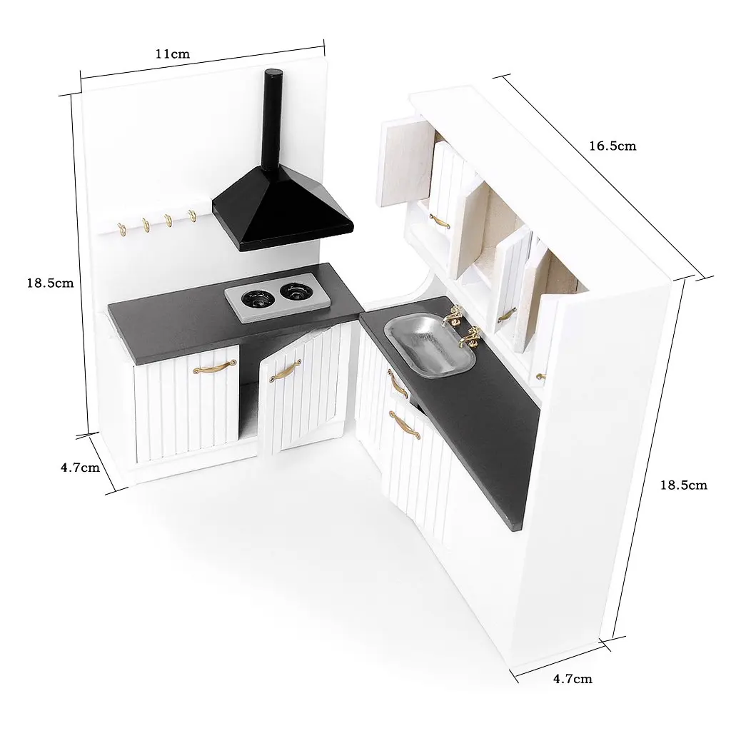  1:12 Scale Dollhouse Furniture Wooden Kitchen Cabinet Model Miniature Doll House Accessories Toys B - 32973887841