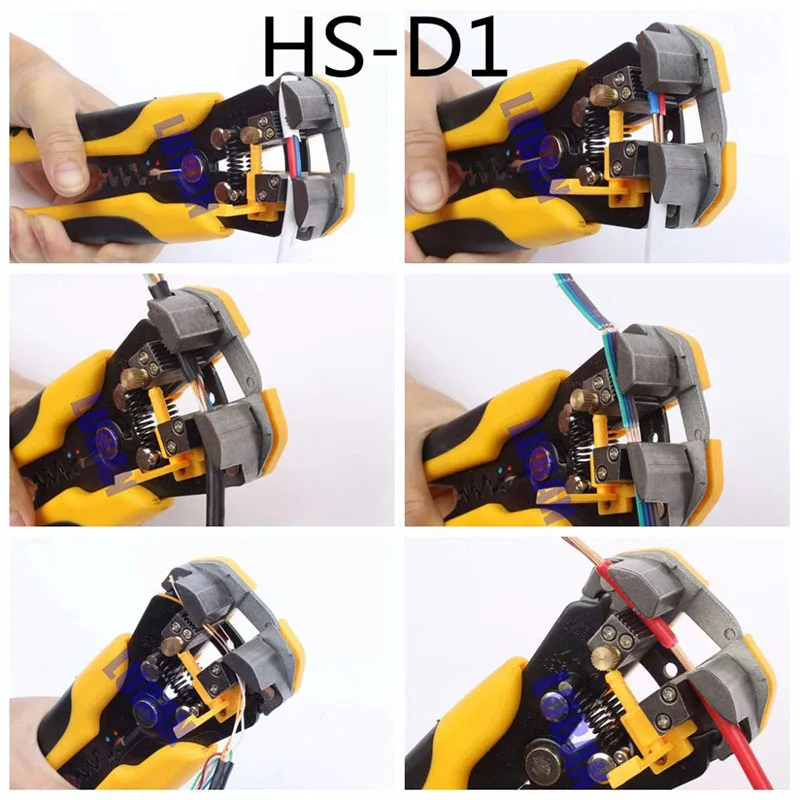 HS-D1 AWG24-10 (0.2-6.0mm2 ) Multifunctional automatic stripping pliers Cable wire Stripping Crimping tools Cutting cutter block plane