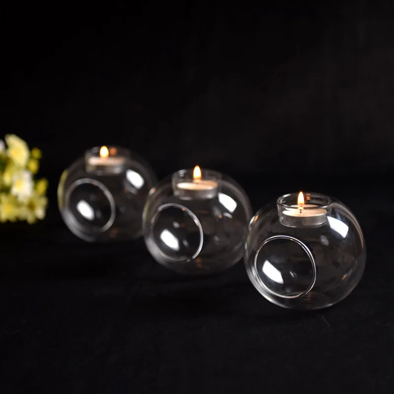 80/100/120mm Glass Crystal Glass Hanging Candle Holder Candlestick Home Wedding Party Dinner Decor Grass Candle Holder