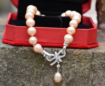 

huij 001440 Lovely natural 9-10mm AAA+ akoya pearl bracelet