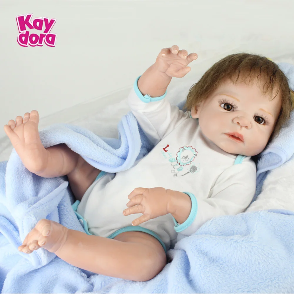 Полный Силиконовые Возрождается Ребенка Куклы Новая Мода 55 см Реалистичного мальчик кукла Реалистичные Интерактивные Куклы детские