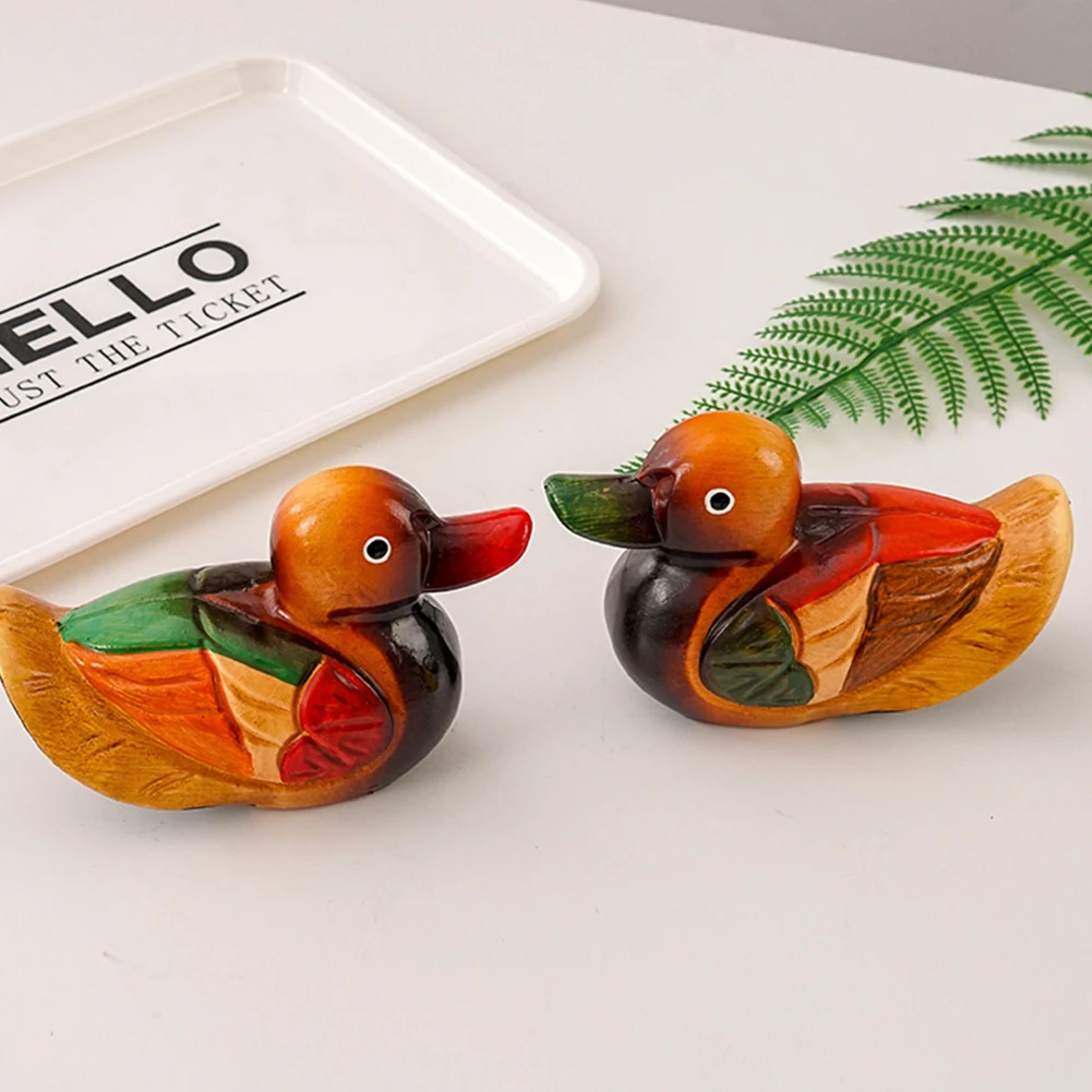 

Wooden Mandarin Duck Model Decor 2Pcs Handmade Wedding Gift Bedside Ornament Creative Mandarin Duck Figurine