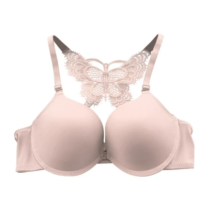 

Women Sexy Racerback Push Up Bras Lingerie Y-line strap for woman girls Front Closure Seamless Lace Bra