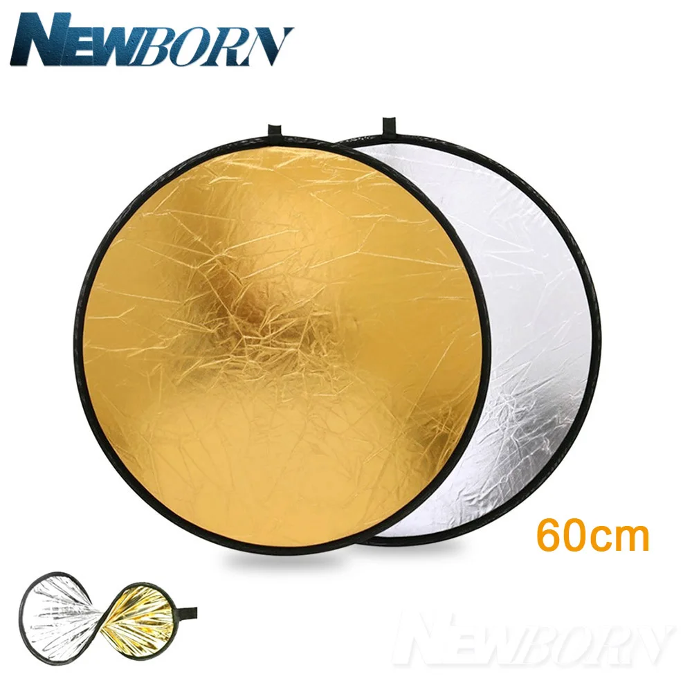 

2 in1 60CM 24inch Refletor Round Flash Studio Collapsible Light Disc Gold Silver Riflettore Wholesale Reflector with Bag
