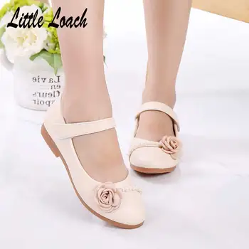 

Princess Girls Leather Shoes Soft Outsole Spring Autumn Dance Shoes Low Heel Kids Moccasins Party Dress Fancy Sandals White Red