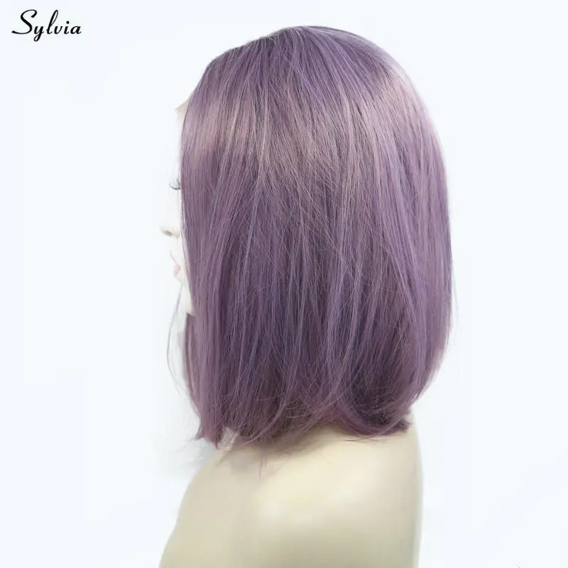 Silvia Peluca Purpura Para Mujeres Ninas Lavanda Violeta Pelo Corto Recto Nuevo Estilo Bob Pelucas Sinteticas De Encaje Frontal Media Parted Wigs For Women Wigs Styleswig Lace Front Wig Aliexpress