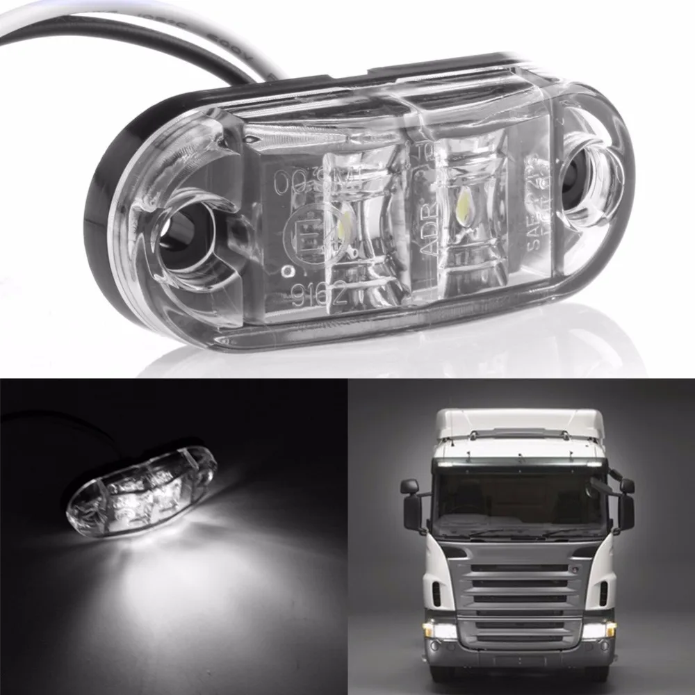 Горячая 1 шт. белый 2LED боковой габаритный светильник, лампа для автомобиля, грузовика, прицепа, каравана 10-32 в