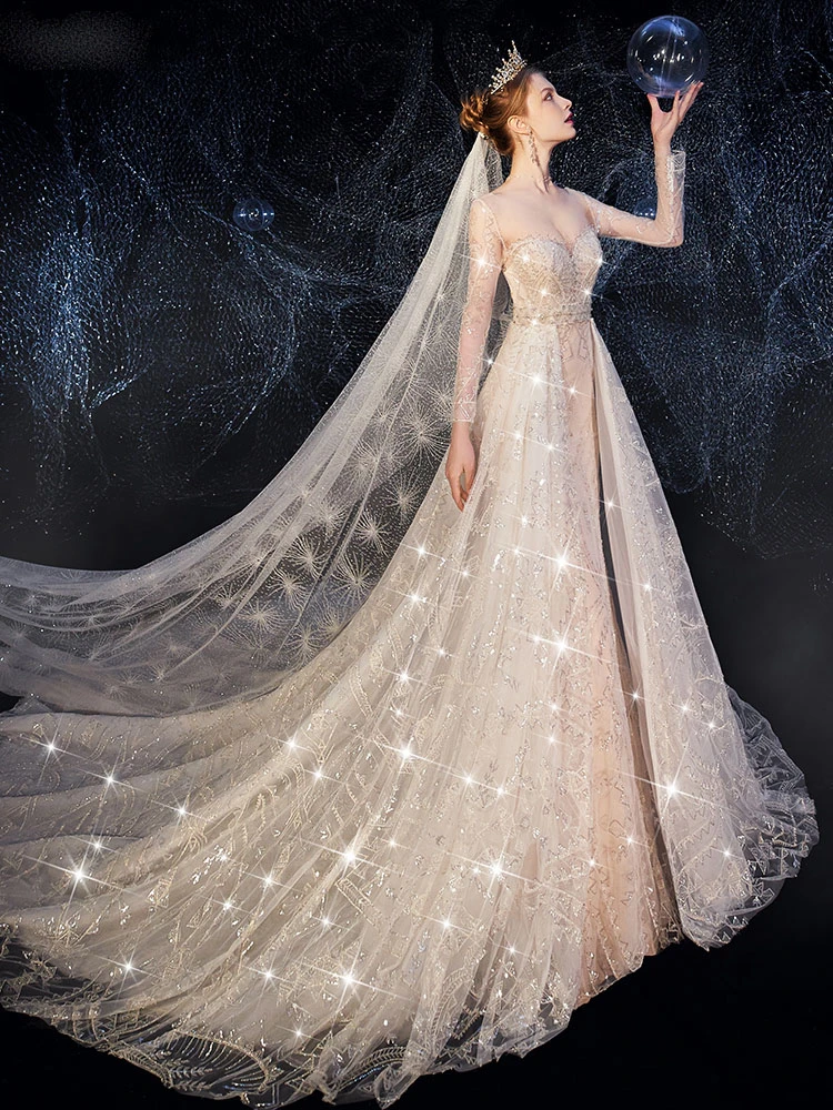 starry wedding dress