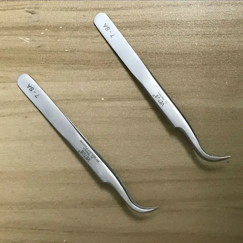 

2PC High Precision Stainless Steel eyelashes VETUS Tweezers Straight / Curved Optional Repair Tool ESD