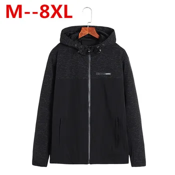 

10XL 8XL 6XL Patchwork Color Block Pullover Hooded Jackets Autumn Zipper Tracksuit Casual Jacket Coats Hip Hop Male Streetwear