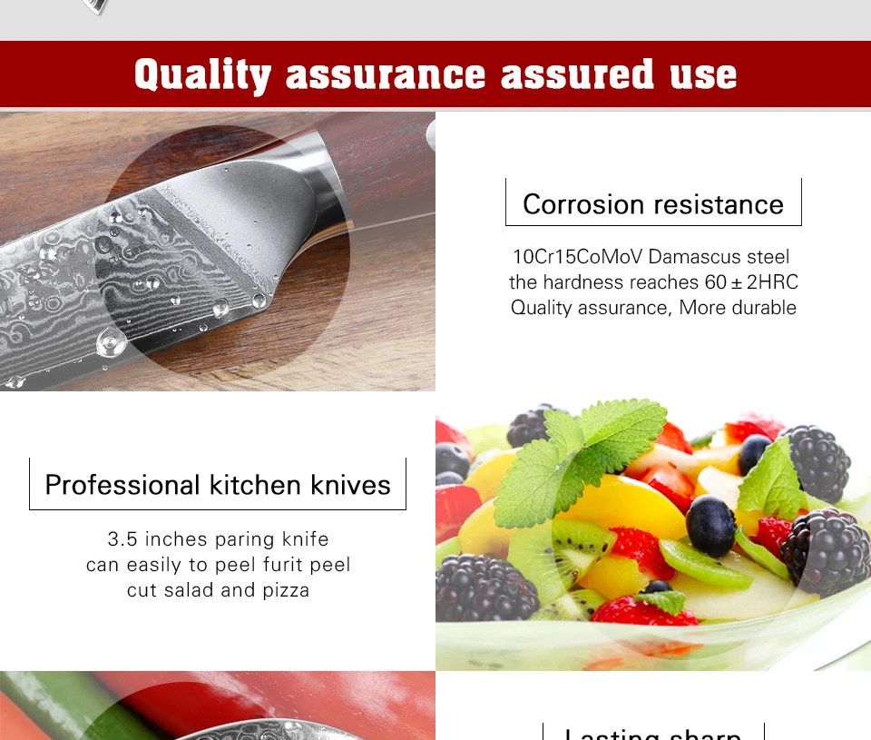XINZUO 3," дюймовый нож для очистки овощей из японской дамасской стали VG10 новейший нож для очистки фруктов кухонный нож Ультра Острый с ручкой из розового дерева