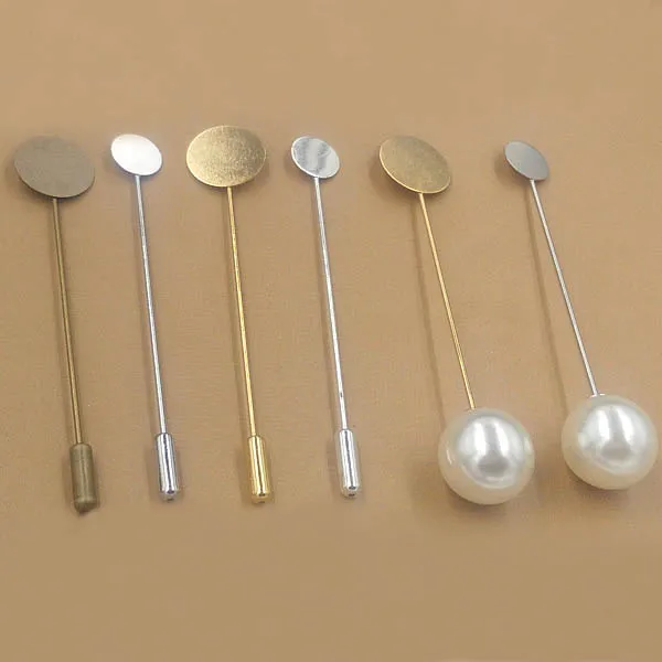 Buy Blank Brooch Pins with Stopper 10mm 12mm Flat