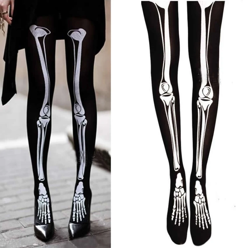 

Women Skeleton Bone Skull Tights Punk Pantyhose Funny Halloween