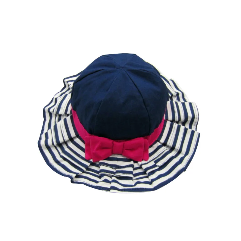 Rose Red Bow Baby Girls Hat Fashion Striped Bucket Hat For Girls Wide Brim Sun Cap Hat Spring Summer Panama Baby Girls Clothing (3)