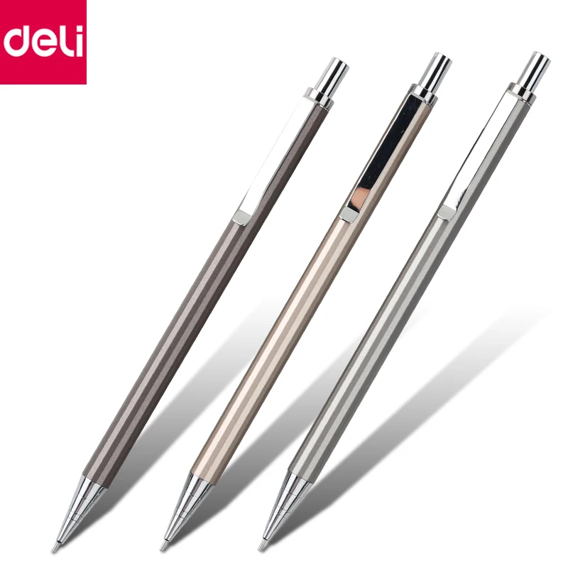Deli Metal Mechanical Pencil 0.5mm / 0.7mm Automatic Pen Pencil Lead