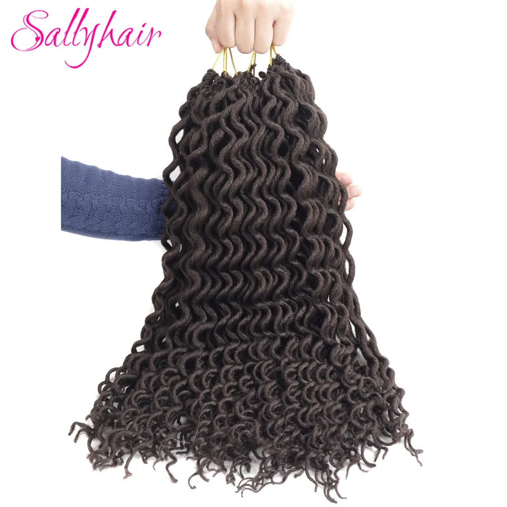 Sallyhair 24 18 дюймов американского африканского Faux locs CURLY, на крючках, косички, чёрный; коричневый синтетические косички, волосы для наращивания на самых лучших брендов