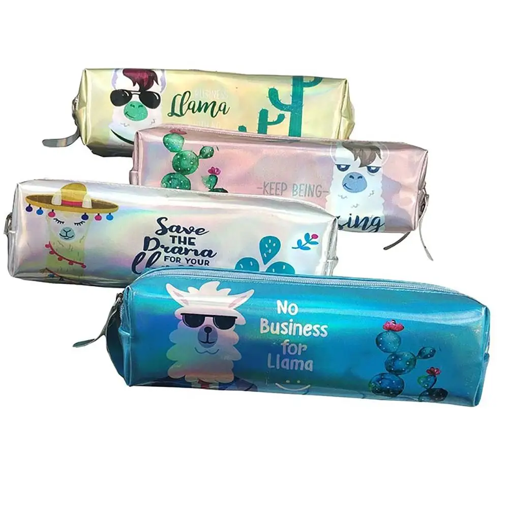 

Cute Llama Pencil Case Alpaca Laser Printing Bag Cosmetic Makeup Pouch Box Gift Hot Selling