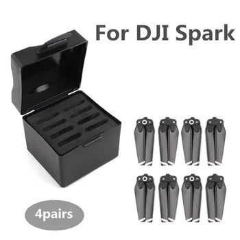 

For DJI Spark Accessories Propeller Protection Storage Box Case + 4Pairs 4.7Inch White / Gold Propellers 4730F Blades Prop