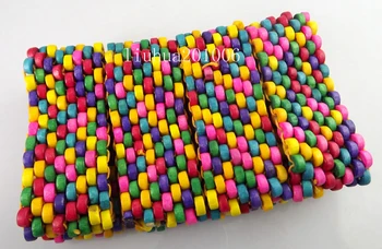 

Wholesale 12 pcs Mix Color stretchy beaded wooden bracelets