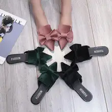 SAGACE/обувь; Вьетнамки; летние модные однотонные босоножки на плоской подошве с острым носком и бантом; повседневная женская обувь; 2018JU12