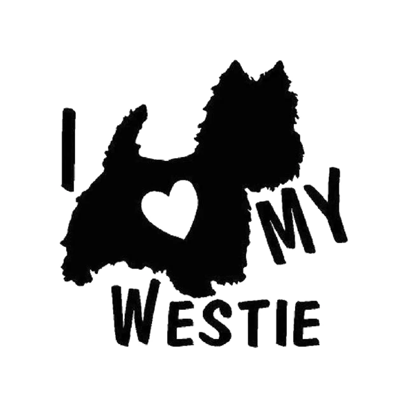 YJZT 14 см* 13,8 см I LOVE MY weestie Terrier собаки виниловые автомобильные наклейки черный/серебристый C10-00298 - Название цвета: Черный