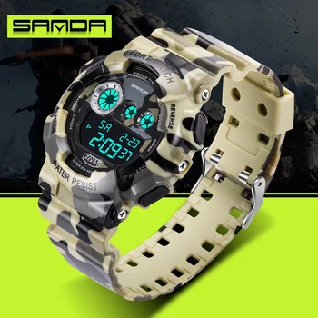 

Men Watches Sanda Mens Sports Watches Digital LED Military Watch Women Waterproof Male Clock electronic Wristwatches W1004