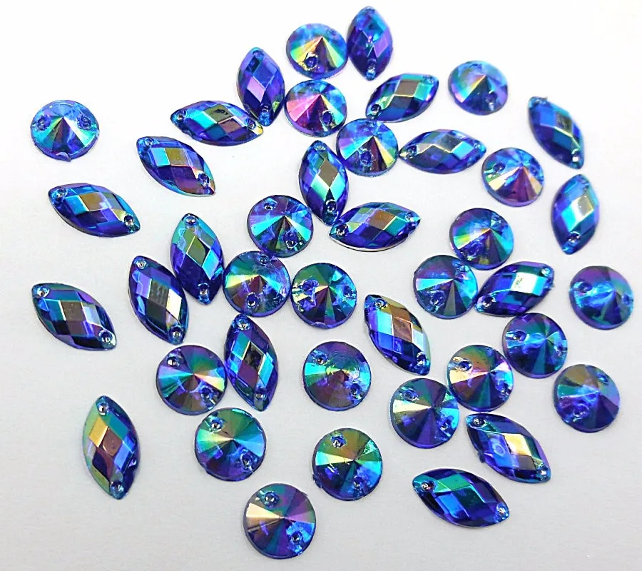 Голубой AB Круглые разноцветные браслеты-манжеты Стразы Bling 8 мм 6x12 мм пришивные стразы камни и кристаллы для шитья камни для рукоделия