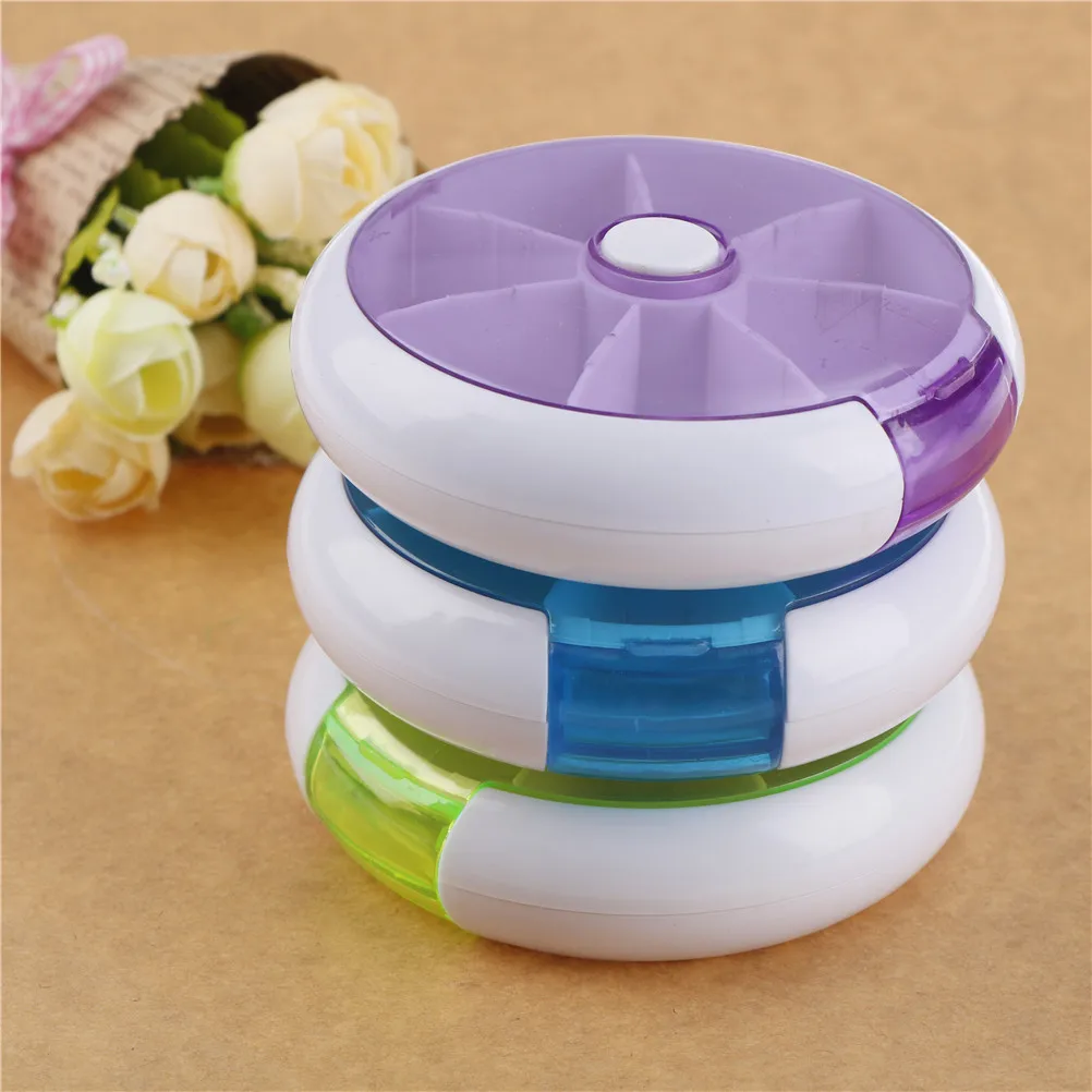 

7 Days Rotation Weekly Rotating Pillbox Healthy PP Medical Kit Travel Pill Case Medicine Box Drugs Pill Container 9 CM