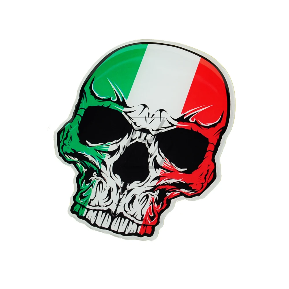 For Aprilia KTM Ducati Yamaha Vespa Decals 3D Motorcycle Skull Stickers Italy Flag Sticker