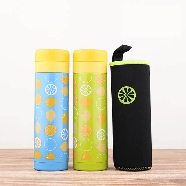 Small Lemon Stainless Steel Vacuum Insulated Thermos With Bag Small Lemon Stainless Steel Vacuum Insulated Thermos With Bag Thermal Water Bottle Coffee Travel